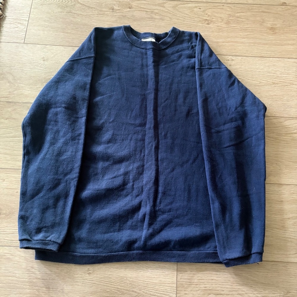 Vintage 90s Adidas Sweatshirt Mens Medium Navy Blue Crewneck Blank